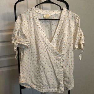 Anthropologie Maeve size 10 polka dot wrap shirt